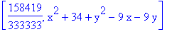[158419/333333, x^2+34+y^2-9*x-9*y]